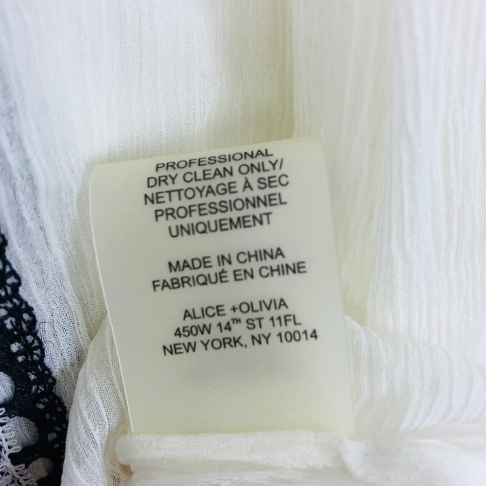 Alice + Olivia Sheer Silk Lace Button Up Blouse - Picture 9 of 10